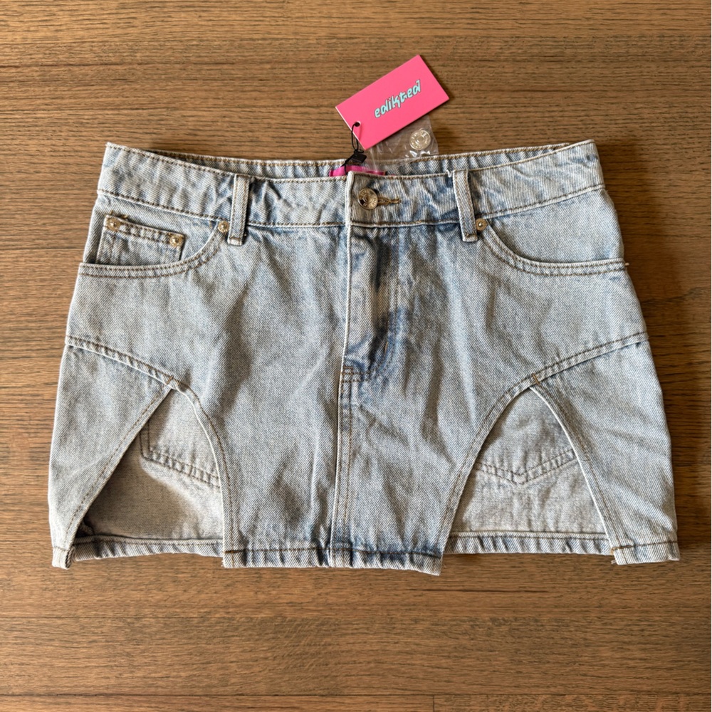 New Edikted Light Blue Denim Mini Skirt-Size Small